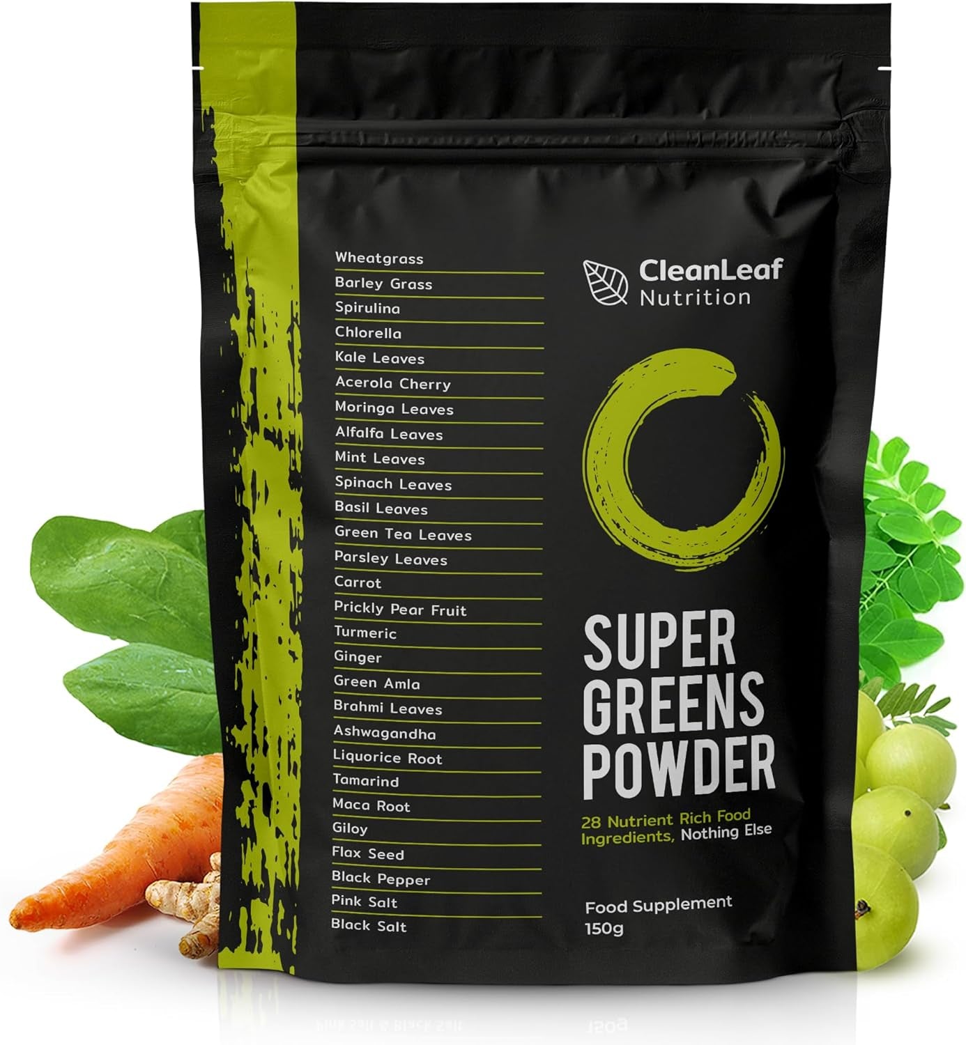 Cleanleaf Nutrition Super Greens Powder | 29 Advanced Greens, Superfoods, and Adaptogens Including Ashwagandha | Vegan & Gluten-Free | Great for Gut Health | Crafted with Elite Health in Mind | UK