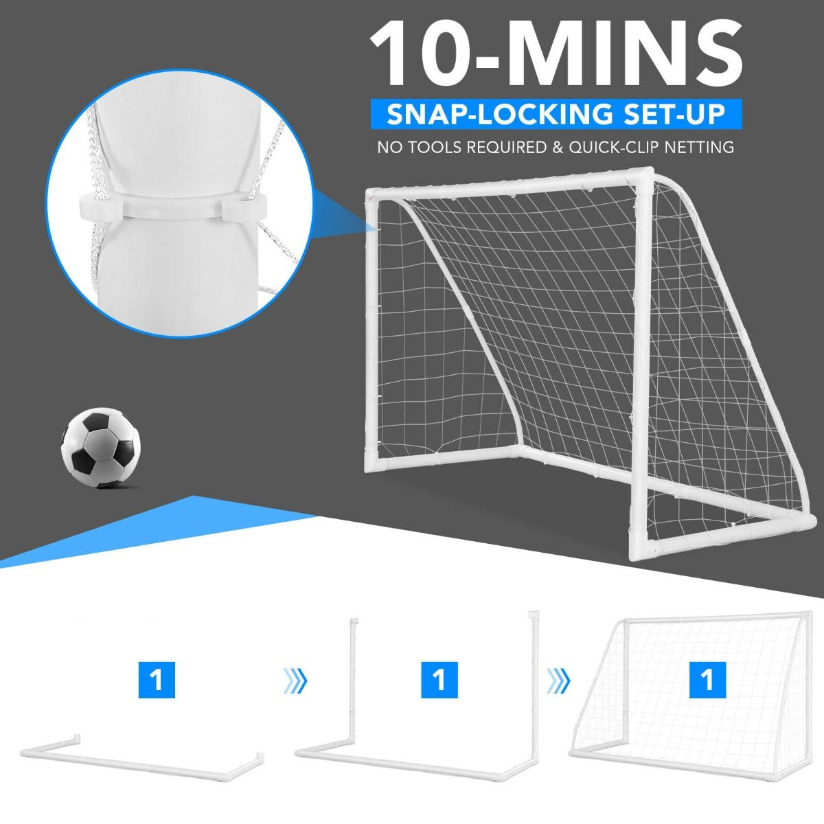 Portable Soccer Goal with PVC Frame and High-Strength Netting