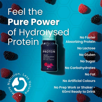 Collagen Protein Shots | 20G of Hydrolysed Protein | 20,000MG Bovine Collagen Peptides | 80 Calories | ZERO Carbs, Sugar & Fat | Lactose Free |12 Ready to Drink - Berry