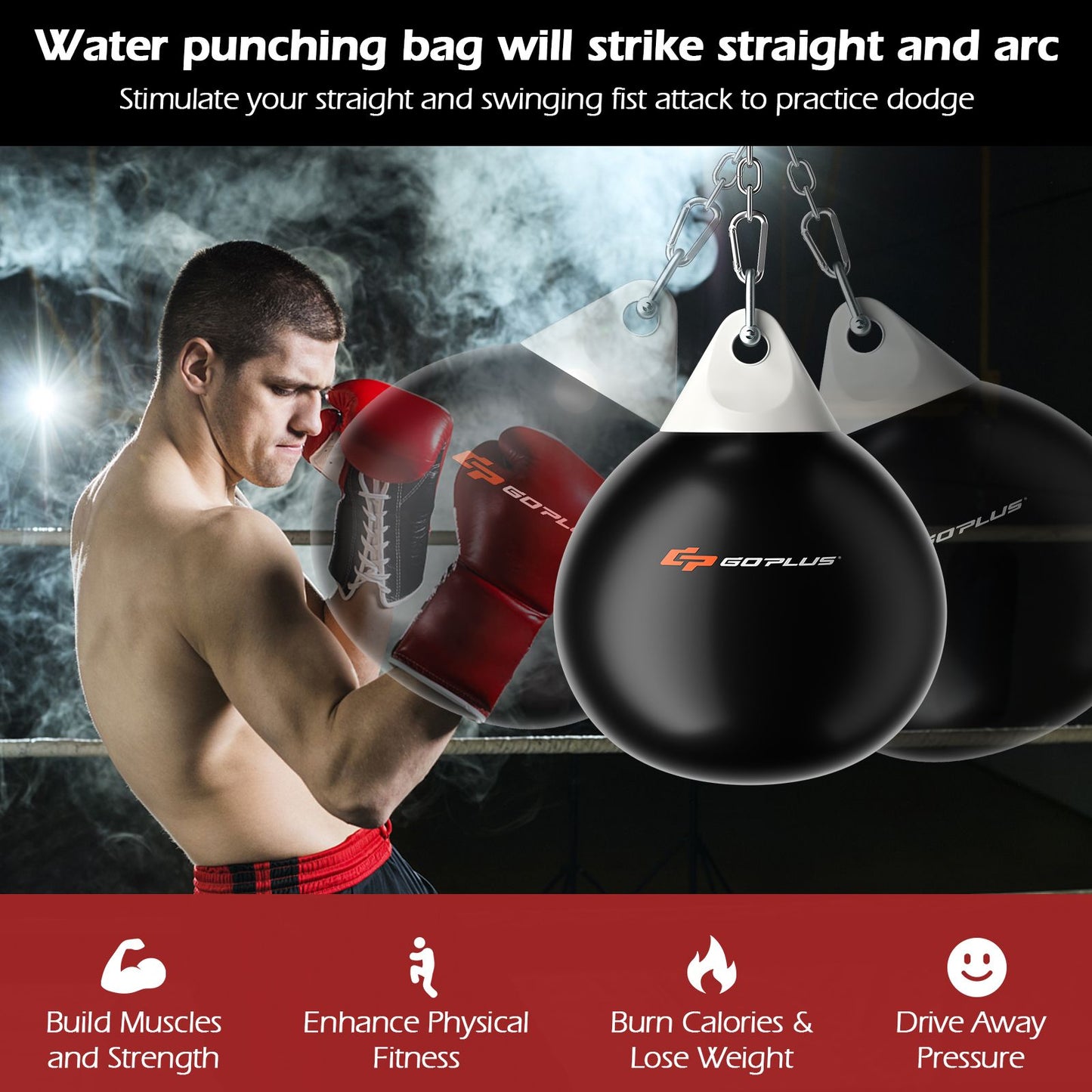 Water Punching Bag with Water Injector and Hanging Accessories