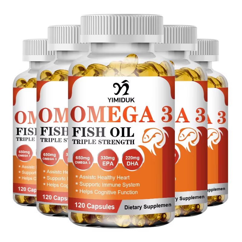 Triple Strength Omega 3 Fish Oil Supplements Capsuless for Heart, Brain & Immune Support