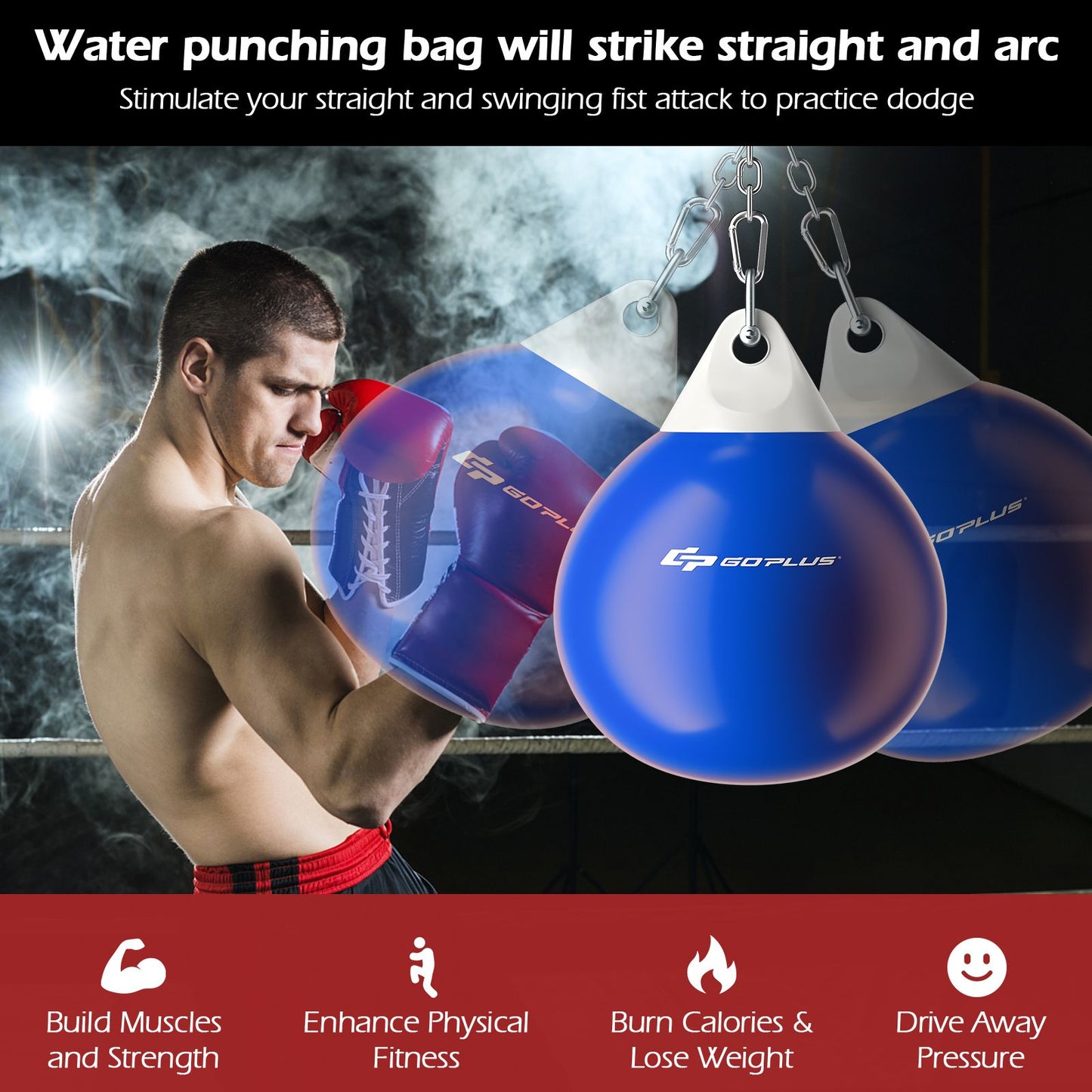 Water Punching Bag with Water Injector and Hanging Accessories