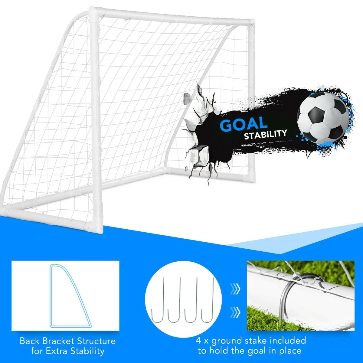 Portable Soccer Goal with PVC Frame and High-Strength Netting