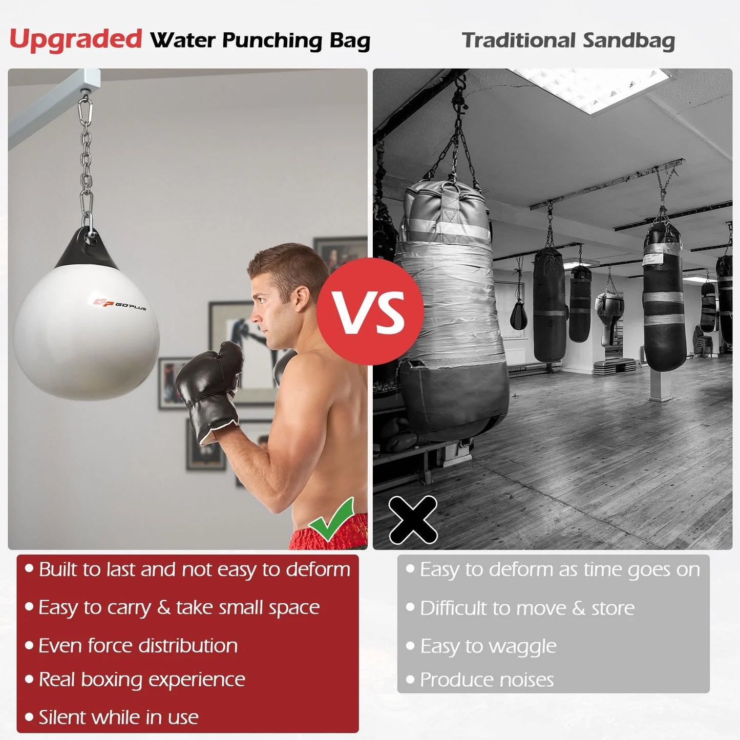 Water Punching Bag with Water Injector and Hanging Accessories