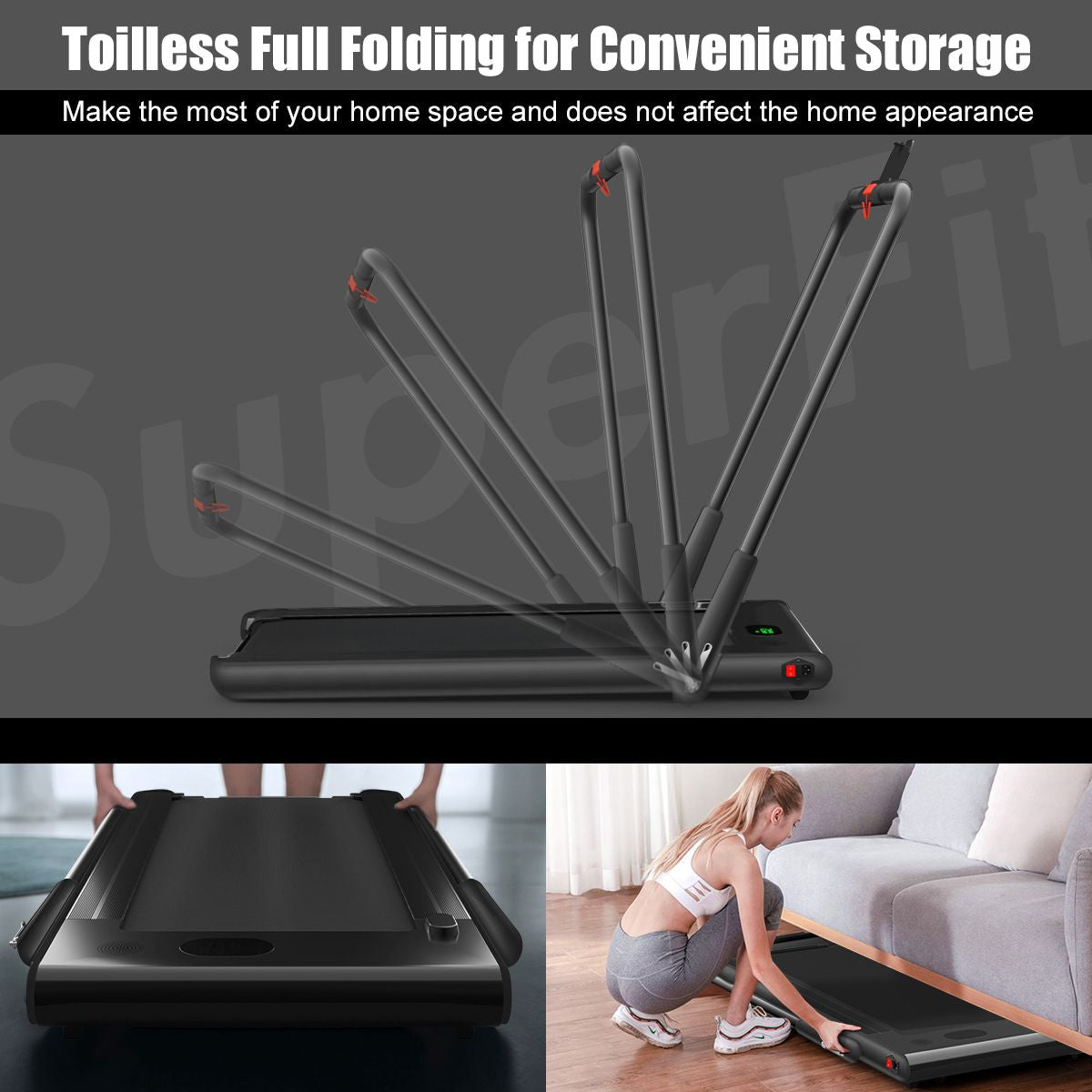 Folding Treadmill with LED Display Bluetooth Speaker