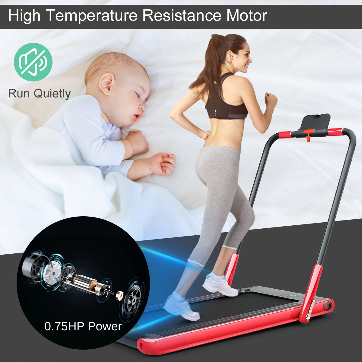 Folding Treadmill with LED Display Bluetooth Speaker