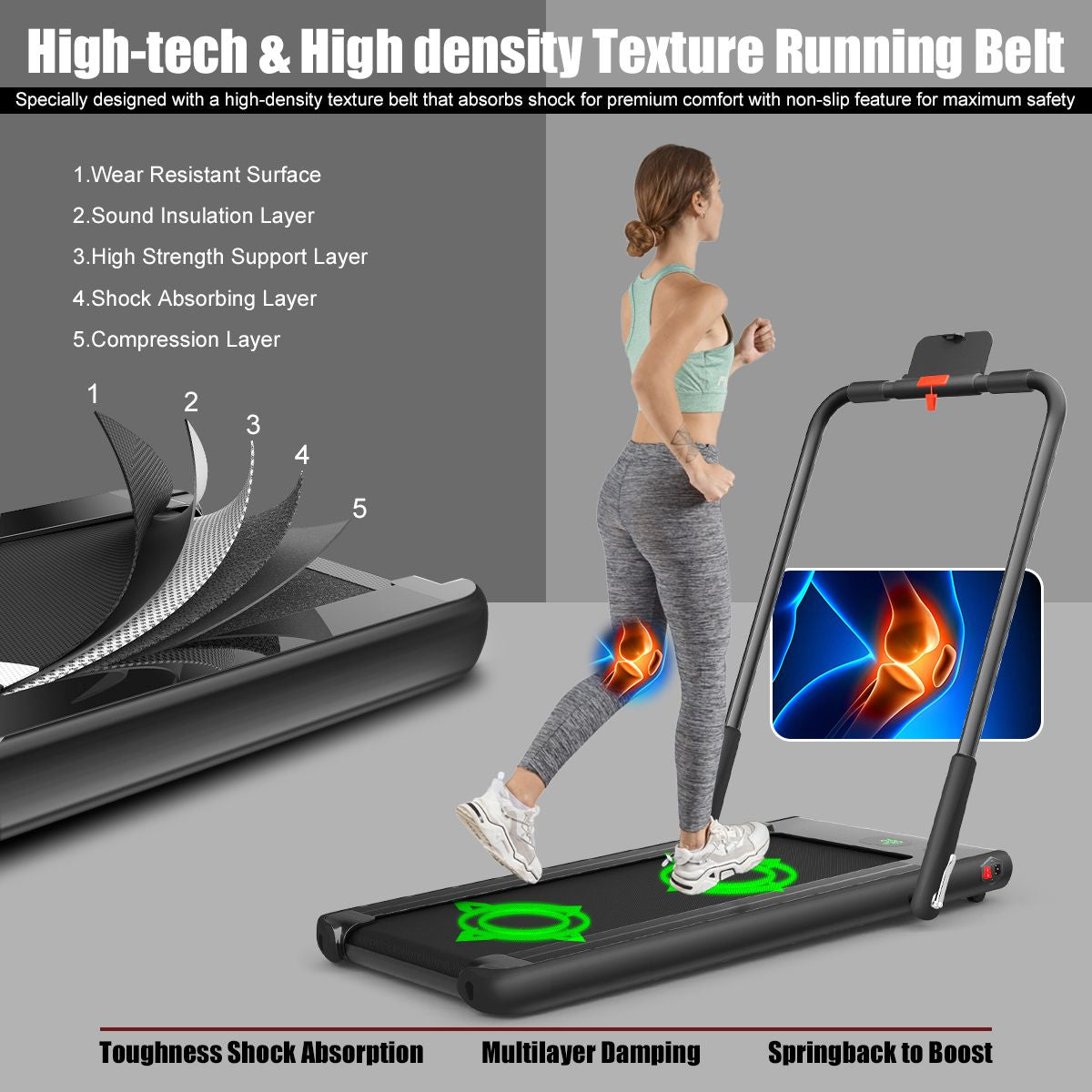 Folding Treadmill with LED Display Bluetooth Speaker