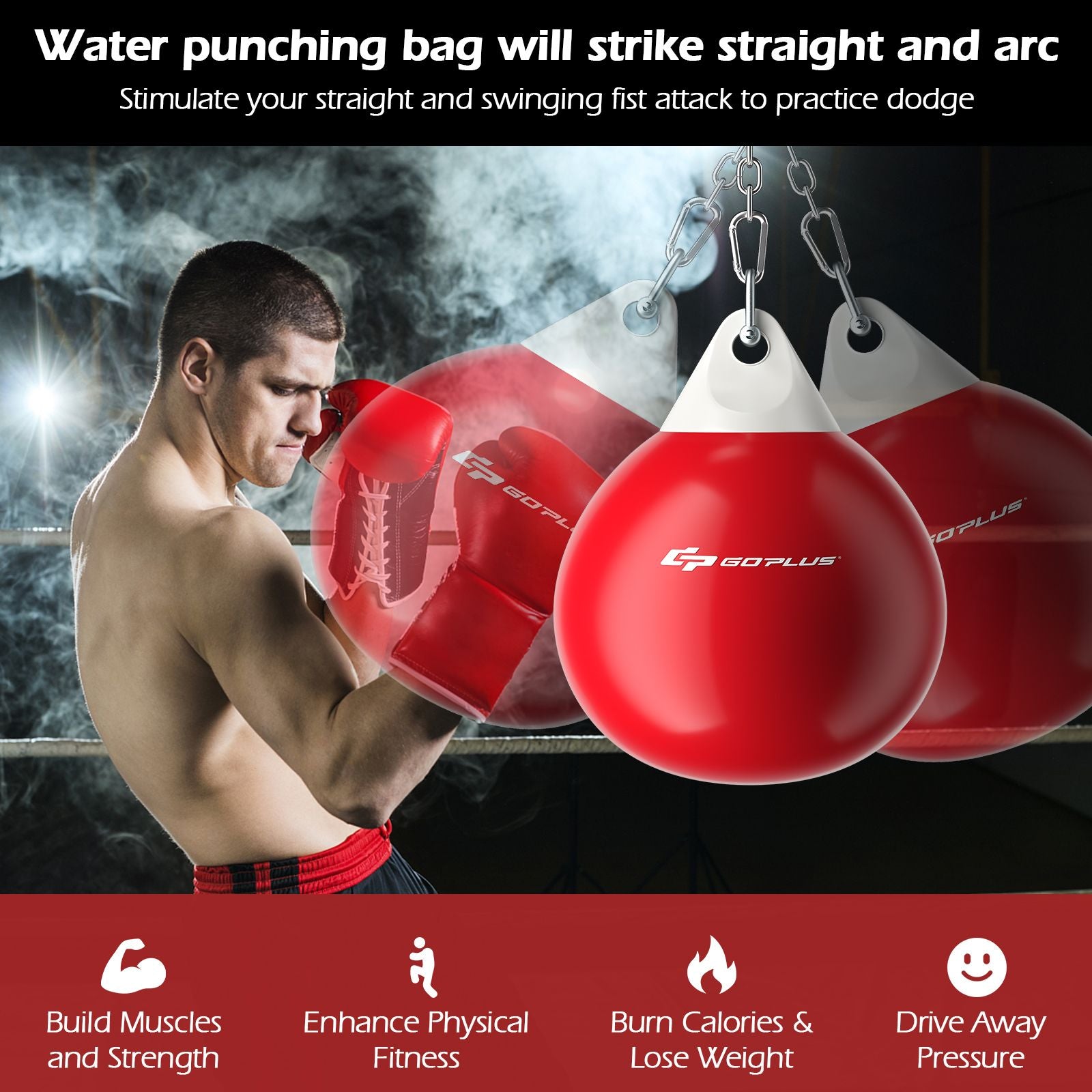 Water Punching Bag with Water Injector and Hanging Accessories