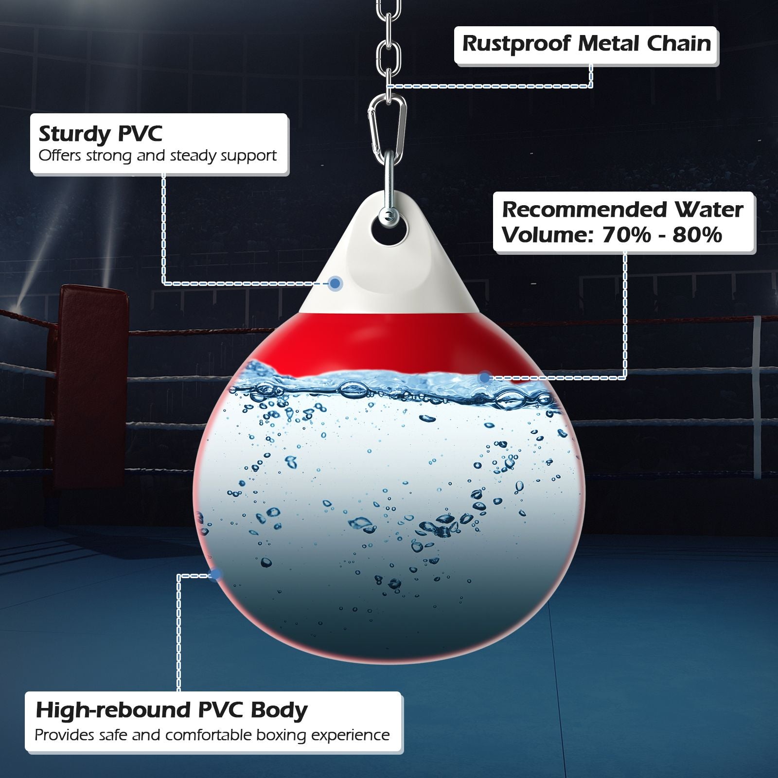 Water Punching Bag with Water Injector and Hanging Accessories