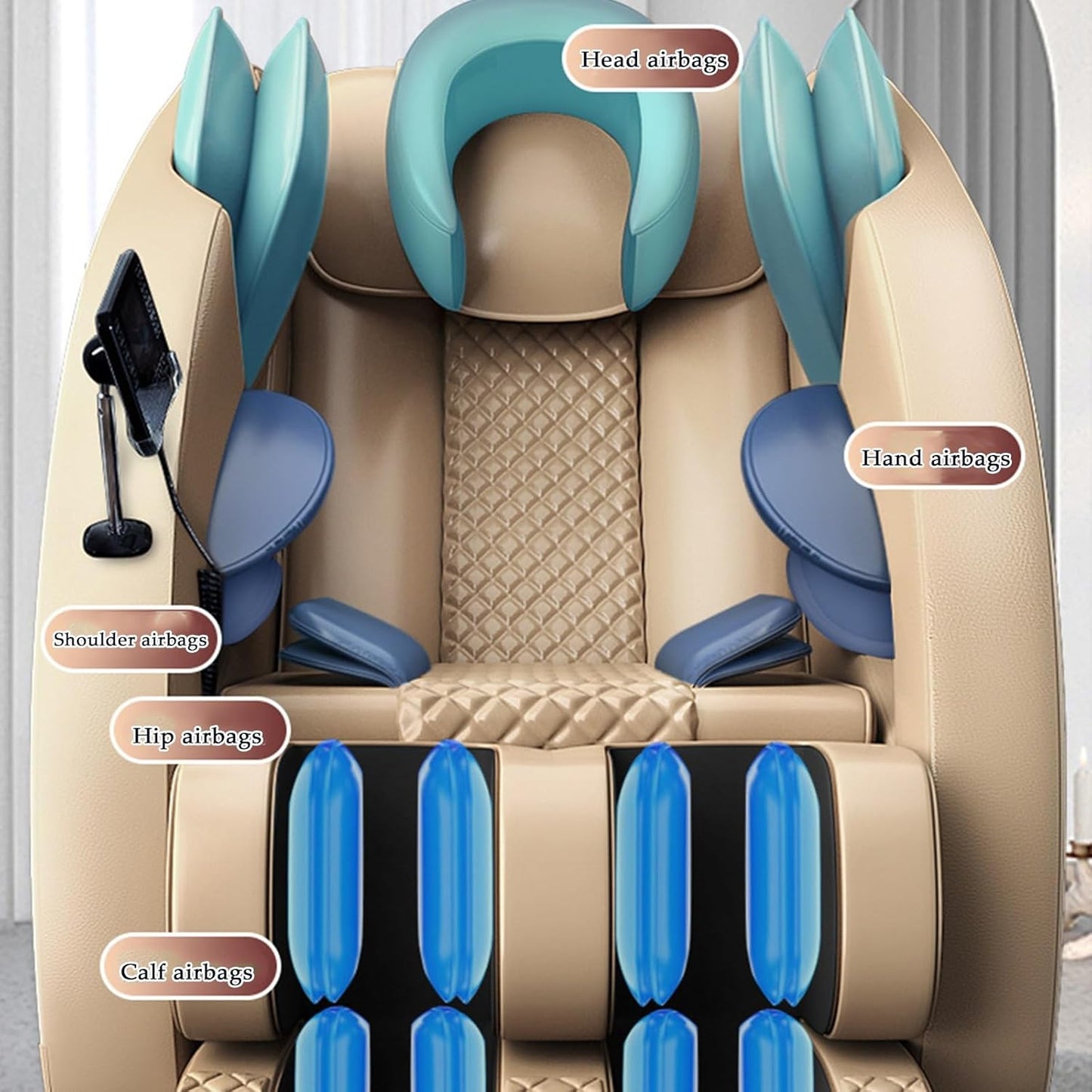 Massage Chair Full Body, Zero-Gravity Massage Chair, LCD Screen, 3D Surround Sound Speakers, Heat Function, Bionic Massage Techniques (Color : Black)