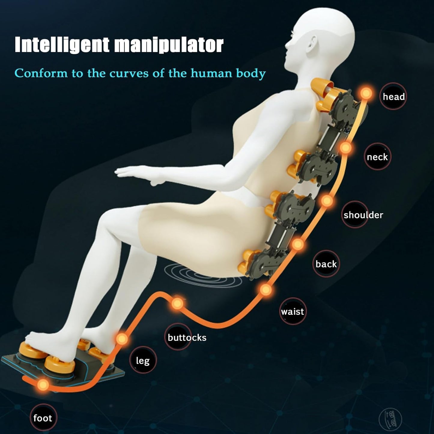 Massage Chair Full Body, Zero-Gravity Massage Chair, LCD Screen, 3D Surround Sound Speakers, Heat Function, Bionic Massage Techniques (Color : Black)