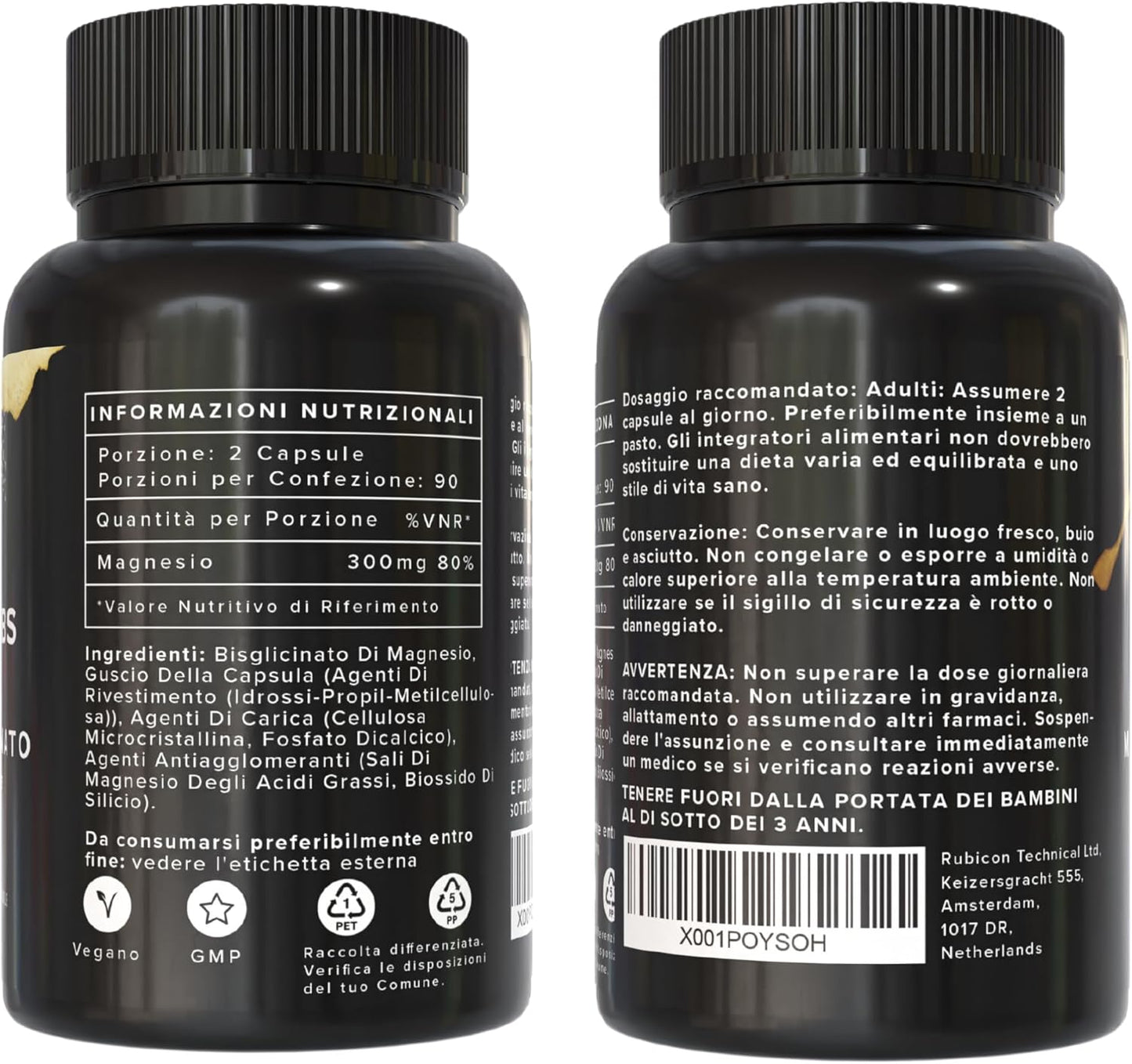 Magnesium Glycinate - 180 High Strength Capsules Magnesium - 1500Mg of Magnesium Providing 300Mg Elemental Magnesium per Serving - Magnesium Supplements Made in the UK - 90 Day Supply - Futuro