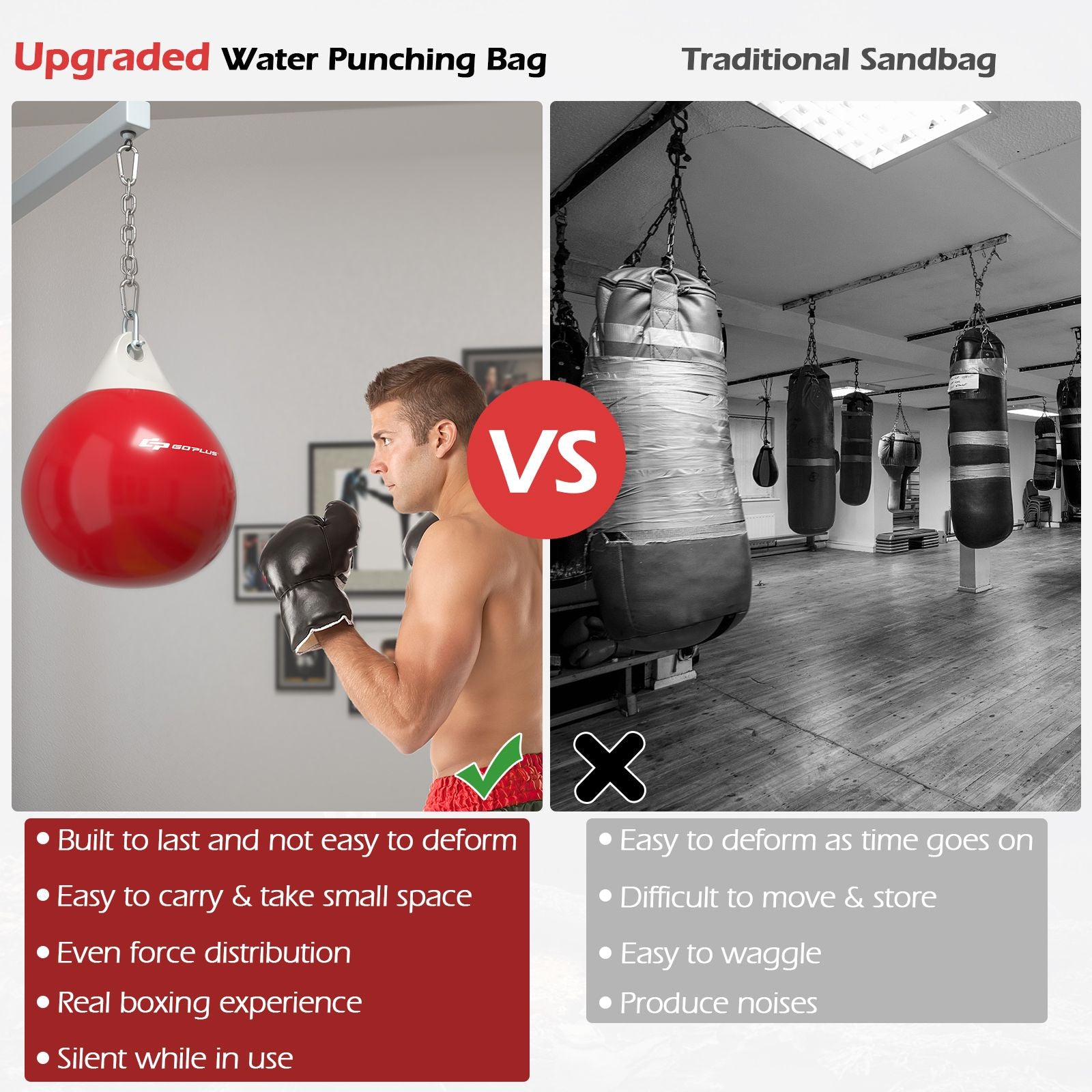 Water Punching Bag with Water Injector and Hanging Accessories