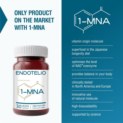 1-MNA, anti Aging, Optimizing NAD+ Biohacking Supplement, Support for Cellular Health, Scientifically Formulated with Enhanced Bioavailability, 30 Easy Swallow Caps