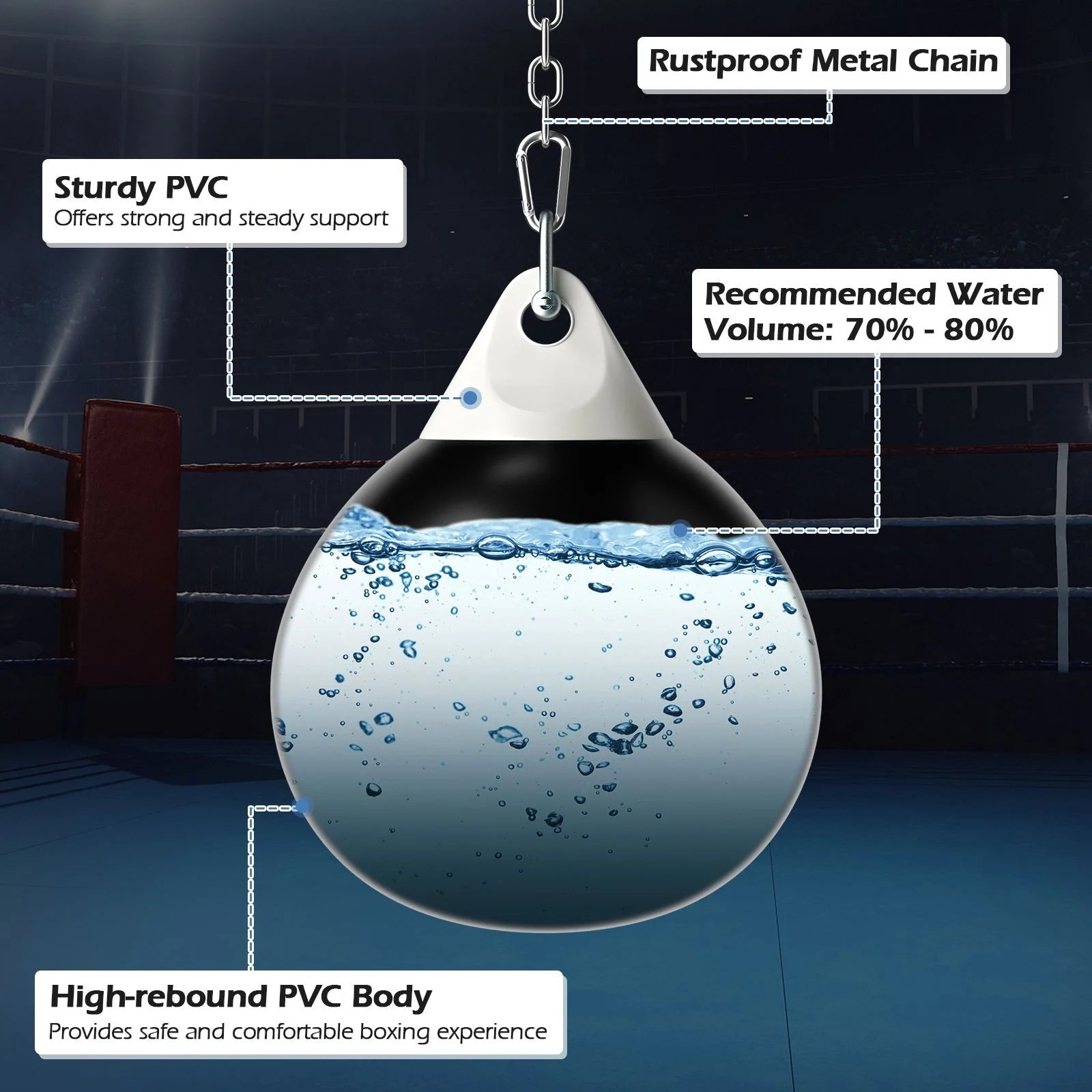 Water Punching Bag with Water Injector and Hanging Accessories