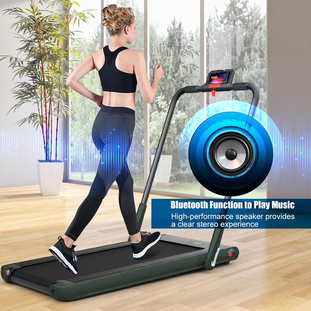 Folding Treadmill with LED Display Bluetooth Speaker