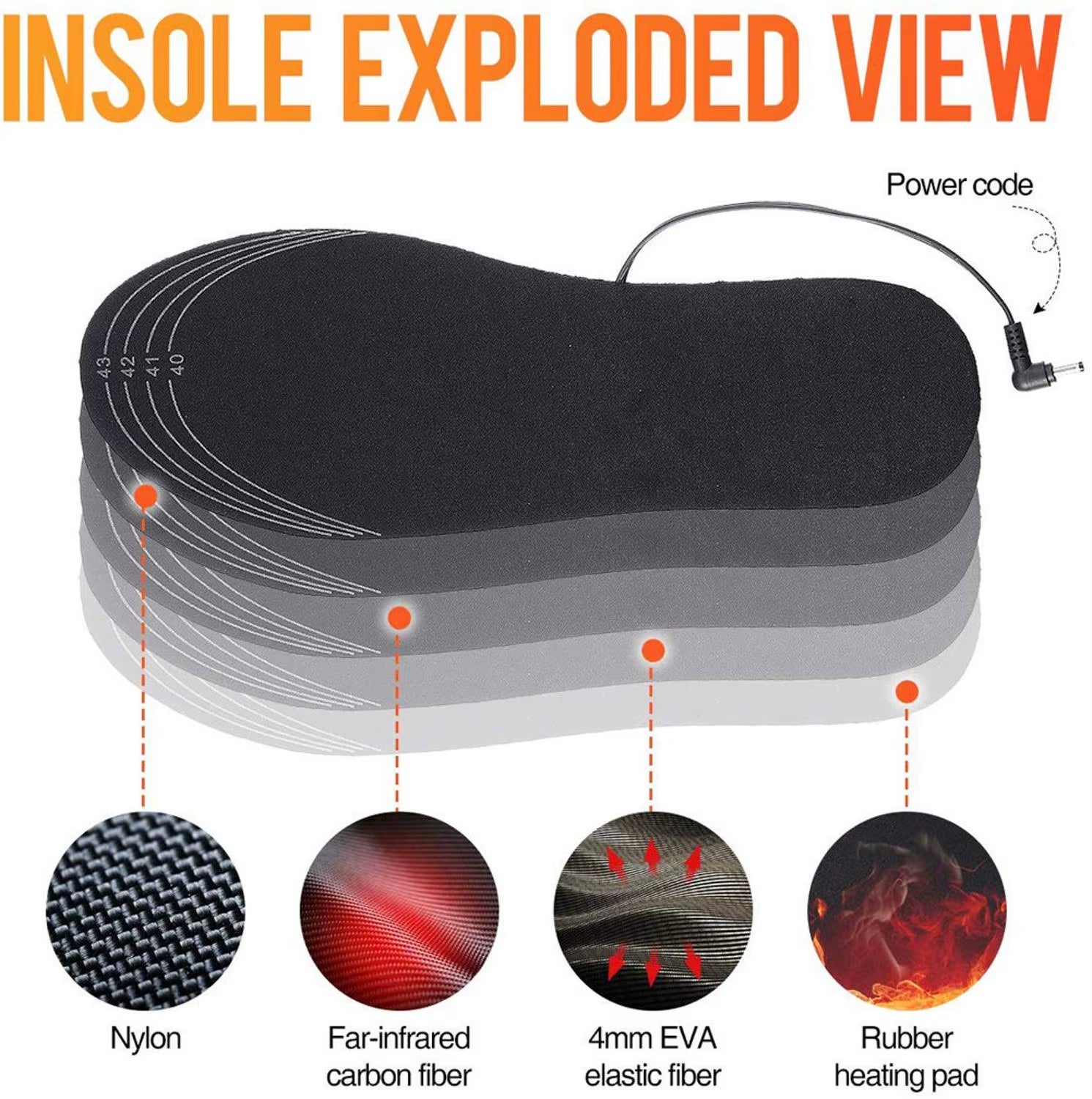 USB Heated Shoe Insoles Feet Warm Sock Pad Mat Electrically Heating Insoles Washable Warm Thermal Insoles Unisex WJ014 Insoles