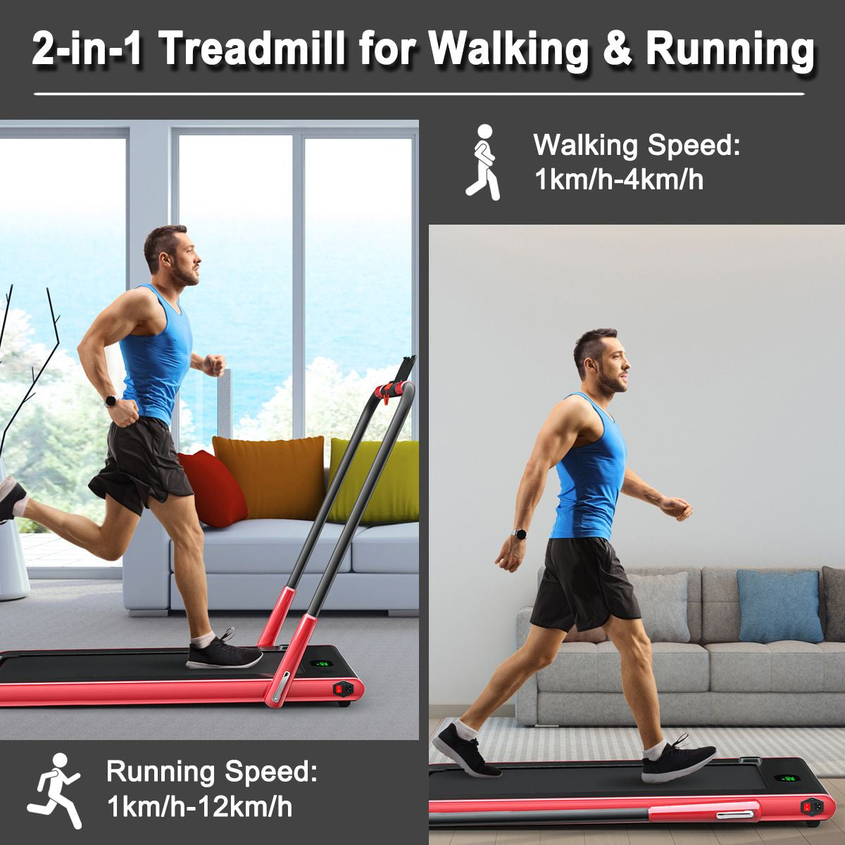 Folding Treadmill with LED Display Bluetooth Speaker