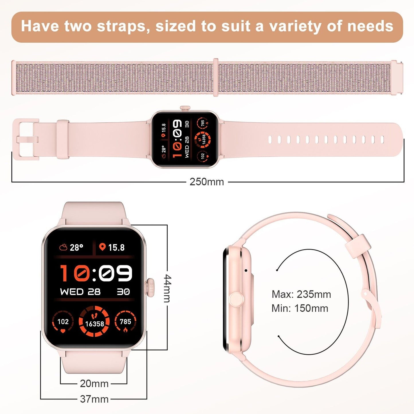 Women Alexa Smartwatch Fitness Bluetooth Call Watch for Android Iphone Samsung