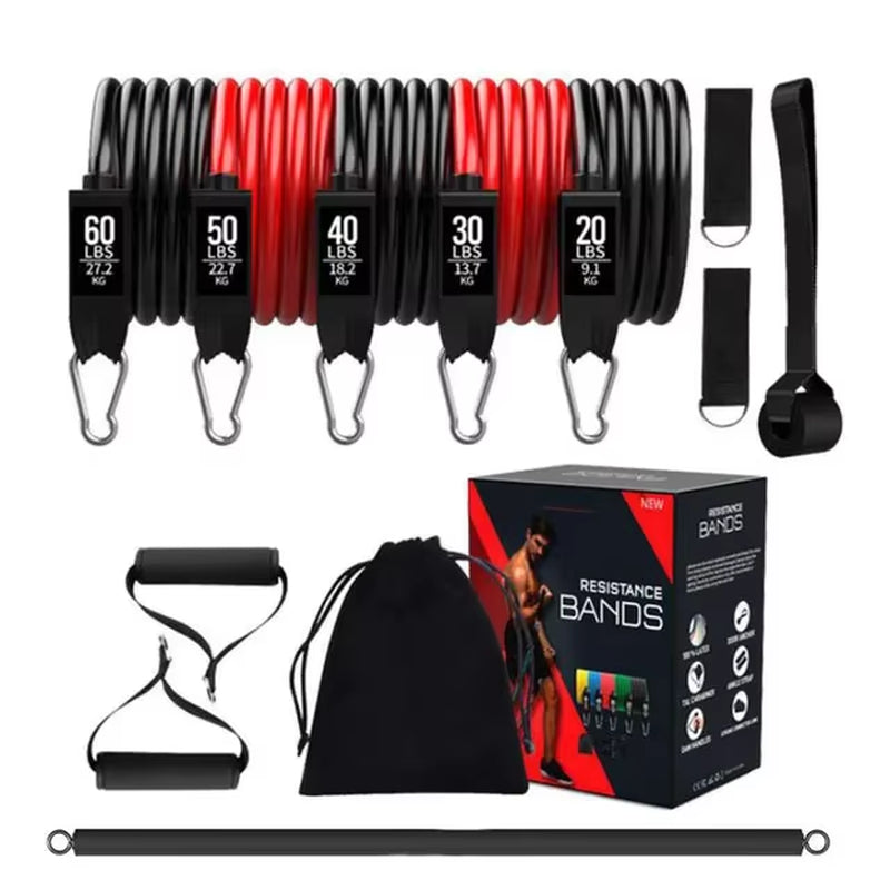 Portable Pilates Bar Kit with Resistance Bands - Home Gym Bodybuilding Fitness Equipment