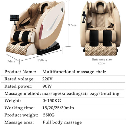 Massage Chair Full Body, Zero-Gravity Massage Chair, LCD Screen, 3D Surround Sound Speakers, Heat Function, Bionic Massage Techniques (Color : Black)