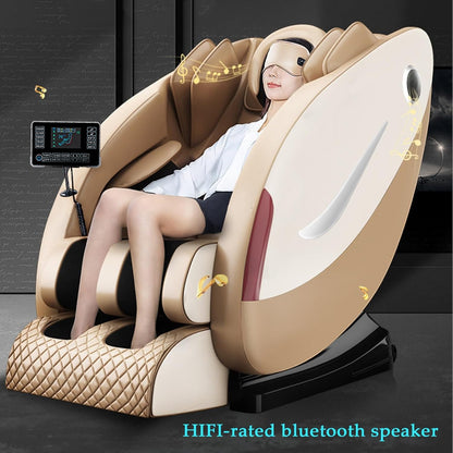 Massage Chair Full Body, Zero-Gravity Massage Chair, LCD Screen, 3D Surround Sound Speakers, Heat Function, Bionic Massage Techniques (Color : Black)